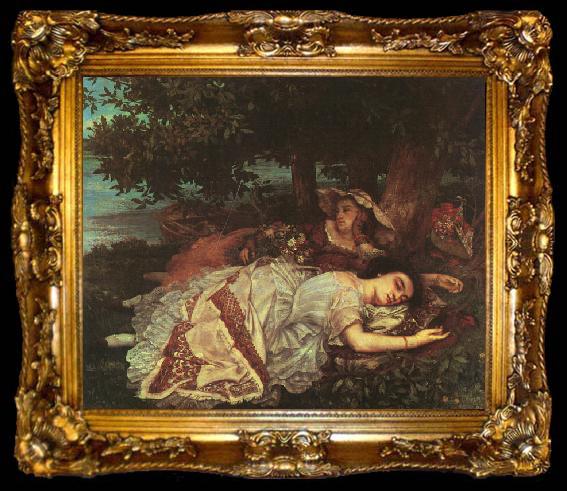 framed  Gustave Courbet The Young Ladies of the Banks of the Seine, ta009-2